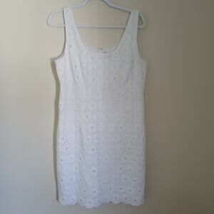 Women's Tiana B. Sleevless White Lined Dress with Eyelet Detail Size 14